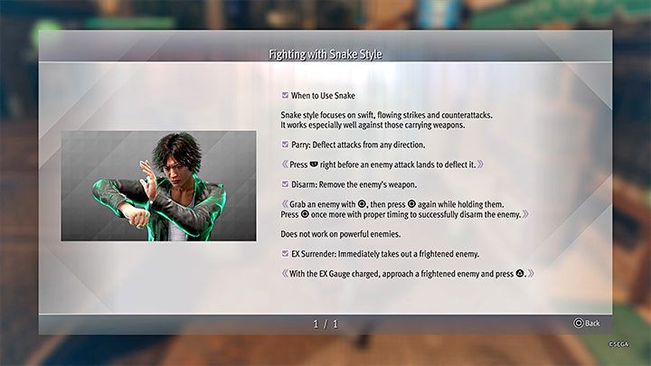 The Snake Style, which you will unlock after reaching Yokohama in Chapter 1 - Black Sheep, is related to the requirements of this trophy - Lost Judgment: Merciful trophy - how to get? - Appendix - Lost Judgment Guide