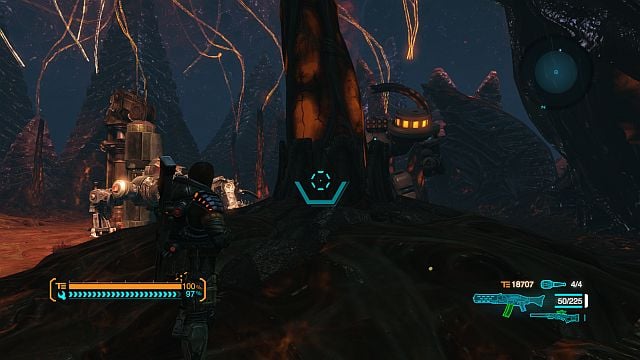 Nervous fibers are a good cover in the final battle. - The Final Mission: Stop Isenberg and NEVEC Forces - Walkthrough - Lost Planet 3 - Game Guide and Walkthrough