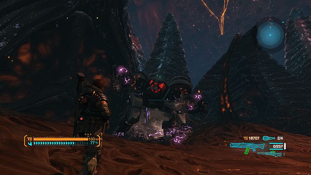 A few well-aimed shots will result in a some sort of infighting (the screenshot) Then, keep shooting at his central (also orange) part - The Final Mission: Stop Isenberg and NEVEC Forces - Walkthrough - Lost Planet 3 - Game Guide and Walkthrough