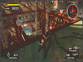 On the framework in the room where you take over a GAB - Target Marks: Mission 8 - Target Marks - Lost Planet: Extreme Condition - Game Guide and Walkthrough