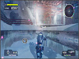 On the lowest level of the base, the one filled with probes - Target Marks: Mission 7 - Target Marks - Lost Planet: Extreme Condition - Game Guide and Walkthrough