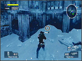 When you turn left into the Nevec-controlled street, it's to the left, near one of the missile turrets - Target Marks: Mission 6 - Target Marks - Lost Planet: Extreme Condition - Game Guide and Walkthrough