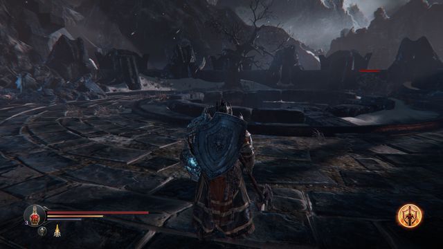 Watch out for the opponents. On the right, there is a chest, a note and stairs on the left. - Destroy the Gate of Lords to Keystone | The Temple - The Temple - Lords of the Fallen 2014 Game Guide & Walkthrough