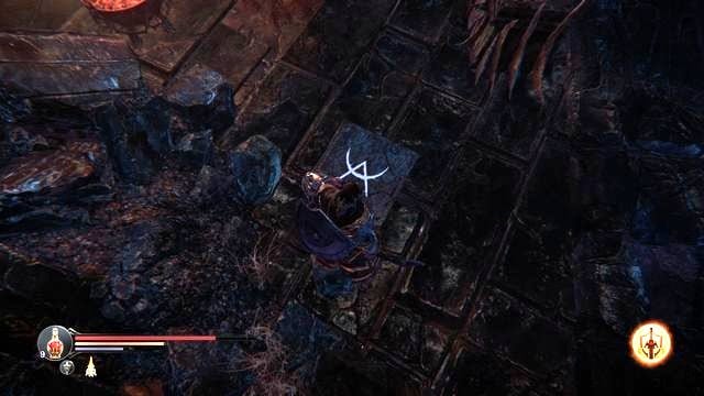 After you climb onto the platform, dash towards the gate. The opened grate is on the right. - Destroy the Gate of Lords to Keystone | The Temple - The Temple - Lords of the Fallen 2014 Game Guide & Walkthrough