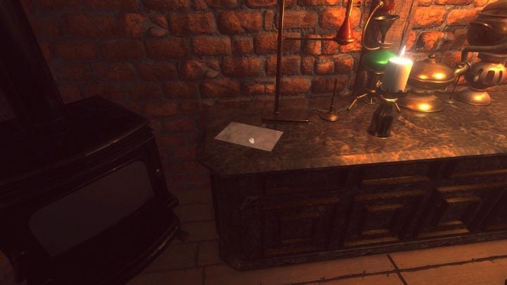 Inside, investigate the piece of paper next to the aparature, after putting it back a cutscene triggers and the game moves on to the next part - The room with the crown symbol | Lust for Darkness Walkthrough - Walkthrough - Lust for Darkness Game Guide