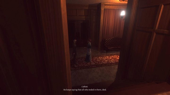You will arrive at the Yelvertons mansion again, be cautious, you dont possess the mask that could hide you from the occultists anymore, however, you dont have to avoid them completely, but remember to keep your distance - The Lusstghaa dimension | Lust for Darkness Walkthrough - Walkthrough - Lust for Darkness Game Guide