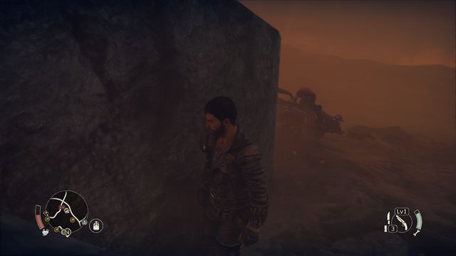 By hiding between large rocks you can safely wait until the storm ends. - Storm | Information about the game world - Information about the game world - Mad Max Game Guide