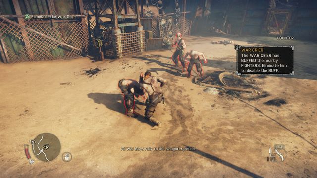 Enemies with a red aura are under the influence of the war song and they deal more damage. - Righteous Work | Story missions - Story missions - Mad Max Game Guide