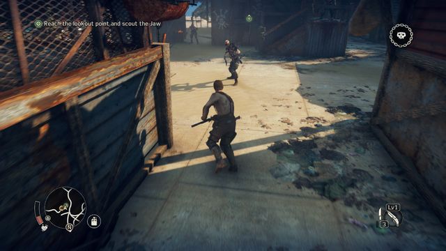 Perform a dodge and then attack the back of the shield bearer. - Into Madness | Story missions - Story missions - Mad Max Game Guide