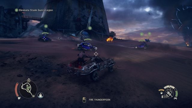 The recently bought weapon will make it easier to destroy enemy vehicles. - Smoke Rises | Story missions - Story missions - Mad Max Game Guide