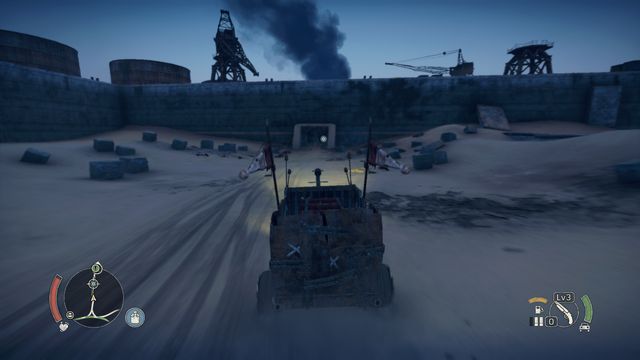 Park in the appointed location and get away from the wall. - Playing with Fire | Wasteland missions - Wasteland missions - Mad Max Game Guide