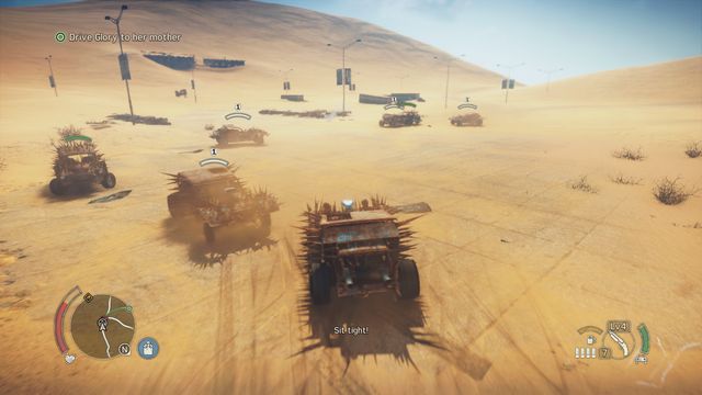 Use the mines and shoot the tires to quickly get rid of the opponents. - In It For Glory | Story missions - Story missions - Mad Max Game Guide