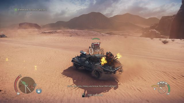 You will save some ammunition by tearing tires from the vehicles with the harpoon. - Paint My Name in Blood | Story missions - Story missions - Mad Max Game Guide