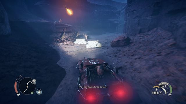 When driving under the camp, watch out for the Molotovs Cocktails. - Torch Them All | Wasteland missions - Wasteland missions - Mad Max Game Guide