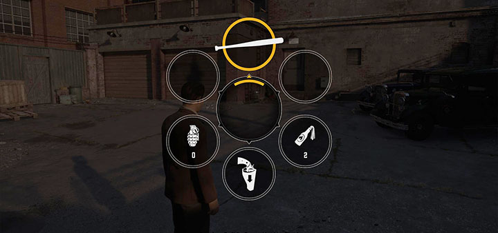 Hold down the button that opens the radial menu with inventory items - Mafia Definitive Edition: Molotov Party - walkthrough - Walkthrough - Mafia Definitive Edition Guide, Walkthrough