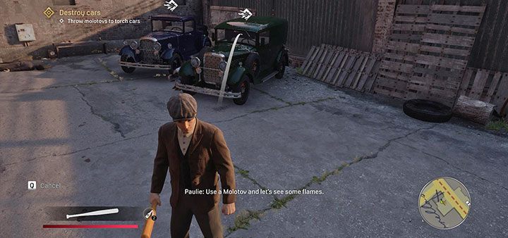 Open the radial menu and choose Molotov cocktails - Mafia Definitive Edition: Molotov Party - walkthrough - Walkthrough - Mafia Definitive Edition Guide, Walkthrough