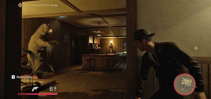 Start eliminating opponents in the motel lobby - Mafia Definitive Edition: Ordinary Routine - walkthrough - Walkthrough - Mafia Definitive Edition Guide, Walkthrough