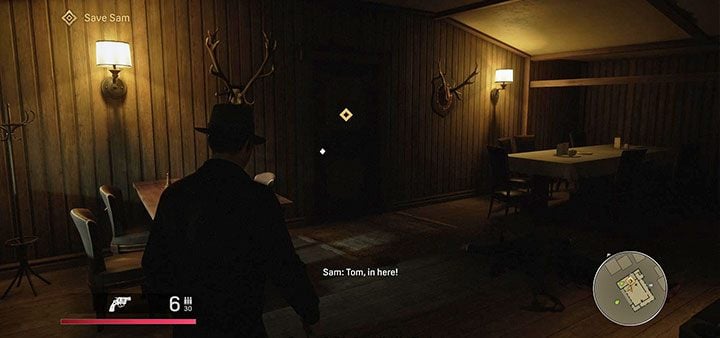 After winning the battle, head to the door between two antlers hanging from the walls - Mafia Definitive Edition: Ordinary Routine - walkthrough - Walkthrough - Mafia Definitive Edition Guide, Walkthrough