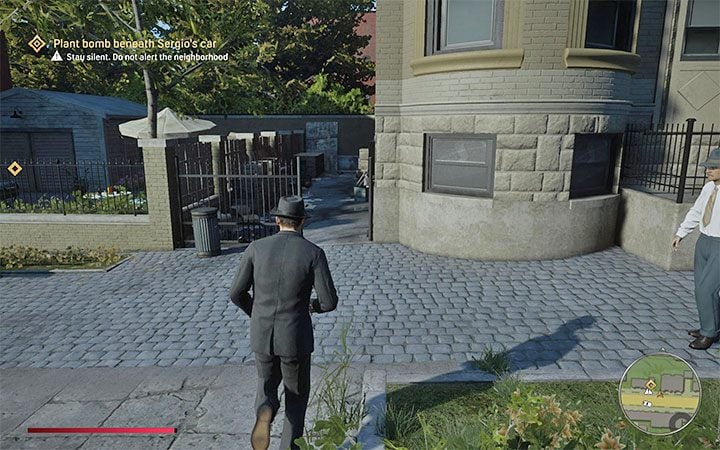 As you may have noticed, there's a single gangster hanging around the driveway of Sergio's house - Mafia Definitive Edition: You Lucky Bastard - walkthrough - Walkthrough - Mafia Definitive Edition Guide, Walkthrough
