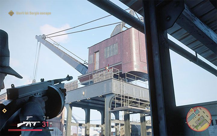 Watch out for snipers located in various parts of the port - Mafia Definitive Edition: You Lucky Bastard - walkthrough - Walkthrough - Mafia Definitive Edition Guide, Walkthrough