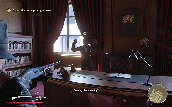 Aim at the manager to terrorize him and force to cooperate - Mafia Definitive Edition: Side job - walkthrough - Walkthrough - Mafia Definitive Edition Guide, Walkthrough