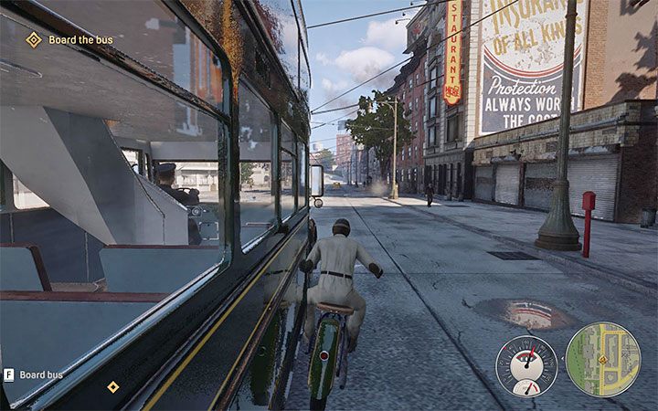 When the mission begins, you will notice a moving bus – you have to catch up with it - Mafia Definitive Edition: Moderate Velocity - walkthrough - Free raid - Mafia Definitive Edition Guide, Walkthrough