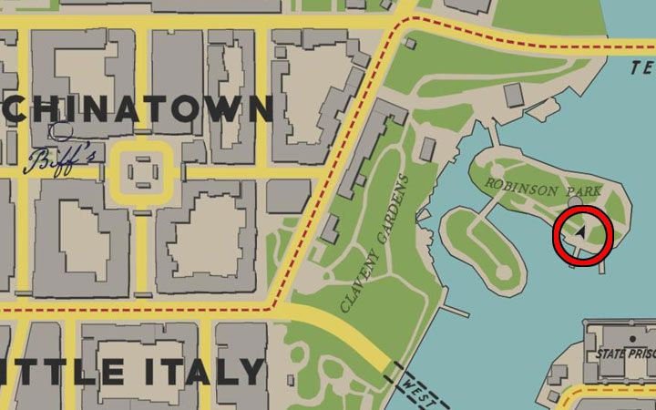 The magazine is located in the Robinson Park, which is located a short distance east of the Chinatown neighborhood - Mafia Definitive Edition: Black Mask magazines - list and locations - Secrets and finders - Mafia Definitive Edition Guide, Walkthrough