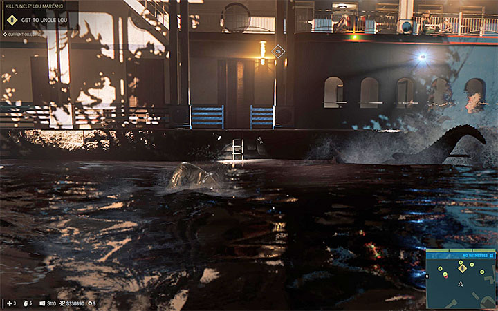 Swim up to any ladder - Kill Uncle Lou Marcano (murdering Lou Marcano) | Walkthrough - Story missions - Mafia III Game Guide
