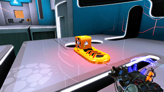 Place cube on the launcher (screen) - Introductory Integration - Walkthrough - Act I - Magrunner: Dark Pulse - Game Guide and Walkthrough