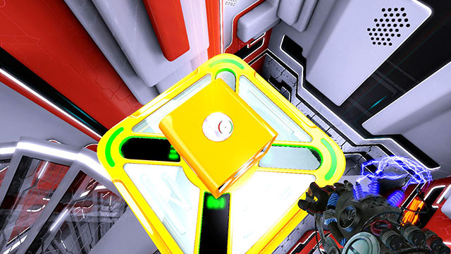 You fly through the surface on which the second cube is standing - Advanced Platform - Walkthrough - Act I - Magrunner: Dark Pulse - Game Guide and Walkthrough