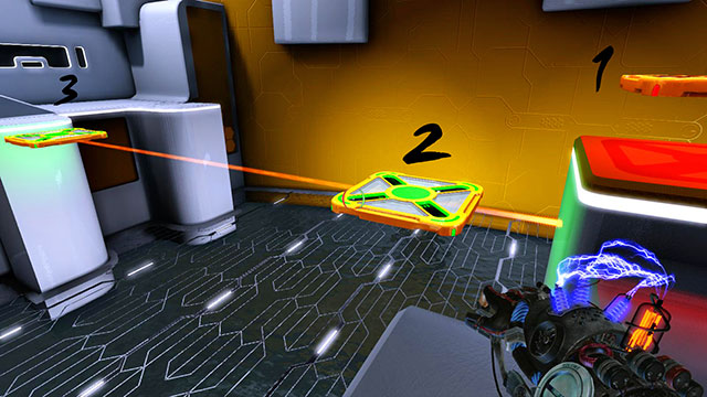 Change the charge of second platform on green - Platform Test - Walkthrough - Act I - Magrunner: Dark Pulse - Game Guide and Walkthrough