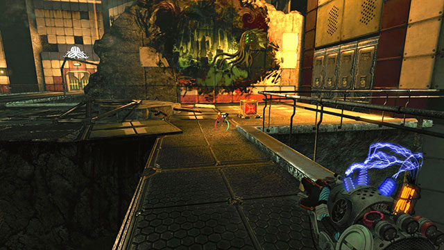 Begin from getting a cube in front of entrance - Friendly Fire - Walkthrough - Act II - Magrunner: Dark Pulse - Game Guide and Walkthrough