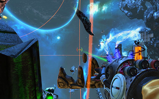 Platform must be charged with green to be pulled by Newton - Gruckezberg Continuum - Walkthrough - Act III - Magrunner: Dark Pulse - Game Guide and Walkthrough