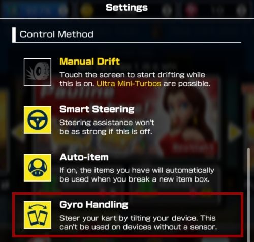 The control system requires you to make decisive movements - Mario Kart Tour - Controls | Gyroscope and how to control by moving the phone - Appendix - Mario Kart Tour Guide
