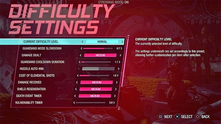 An important feature of the Guardians of the Galaxy is that, in addition to selecting the main difficulty level, modifiers are also available - Guardians of the Galaxy: Difficulty levels - Basics - Guardians of the Galaxy Guide