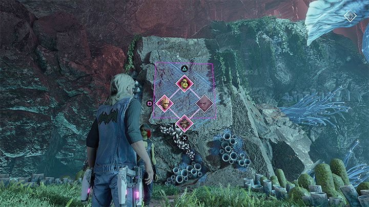 Start by approaching the plant on the left and a nearby climbable wall (shown in the screenshot above) Ask Gamora to attach to it and use her help to access the upper shelf - Guardians of the Galaxy: Chapter 10 - walkthrough, solution - Walkthrough - Guardians of the Galaxy Guide