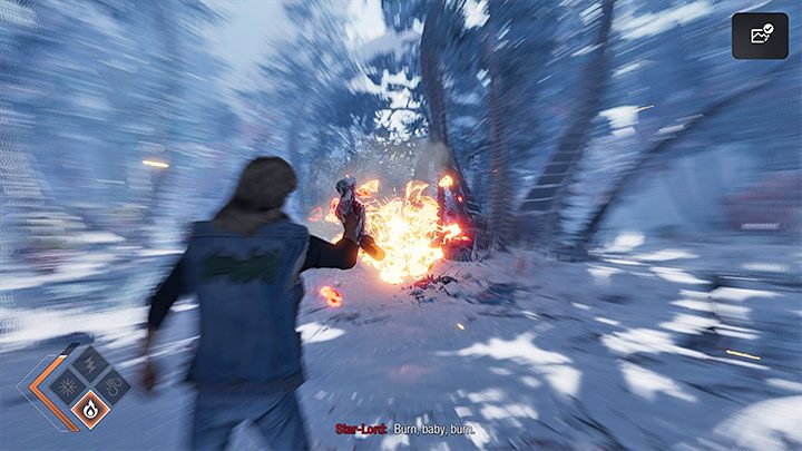 You'll see the first wendigo in the distance - the choice of the dialogue options is purely cosmetic, as it will only affect further cries of the monster - Guardians of the Galaxy: Chapter 13 - walkthrough, solution - Walkthrough - Guardians of the Galaxy Guide