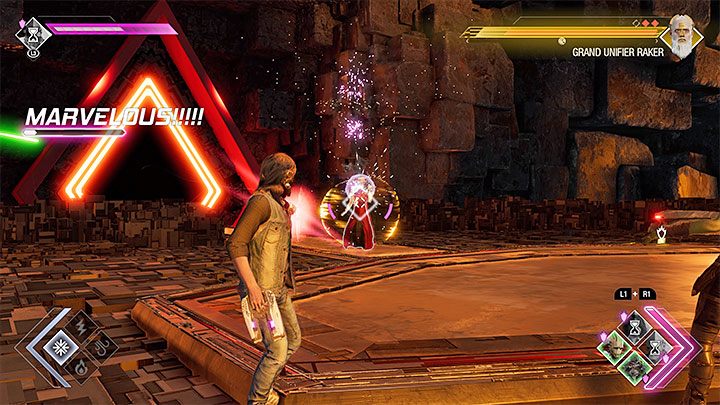 Raker is surrounded by a yellow barrier which unfortunately doesn't have any weaknesses - you can't use any elements to break it down faster - Guardians of the Galaxy: Chapter 15 - walkthrough, solution - Walkthrough - Guardians of the Galaxy Guide