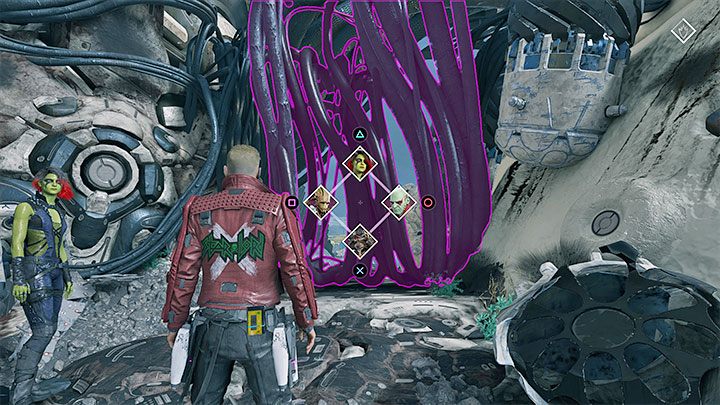 You can find the secret soon after you get out of the slime, unlock ice attacks, and complete the first environmental puzzles that require them - Guardians of the Galaxy: Chapter 3 - all secrets/ collectibles, list - Secrets and Finds - Guardians of the Galaxy Guide
