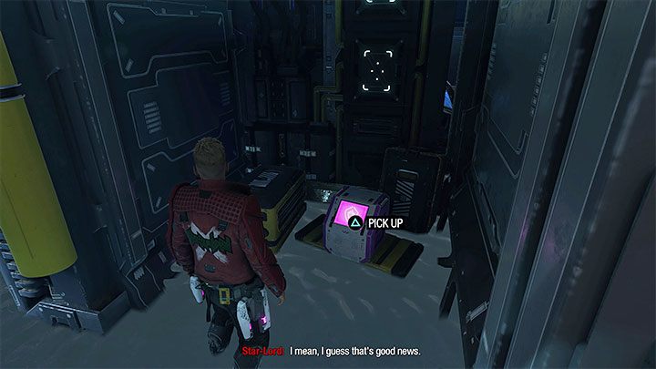 This will allow you to enter the newly unlocked locker, which contains the crate with the outfit - Guardians of the Galaxy: Chapter 7 - all secrets/collectibles, list - Secrets and Finds - Guardians of the Galaxy Guide