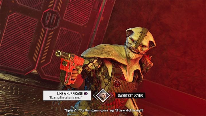 The second choice is a fragment of a song - choose the left dialogue option Like a Hurricane - Guardians of the Galaxy: Important choices - Chapter 6 - Important choices - Guardians of the Galaxy Guide