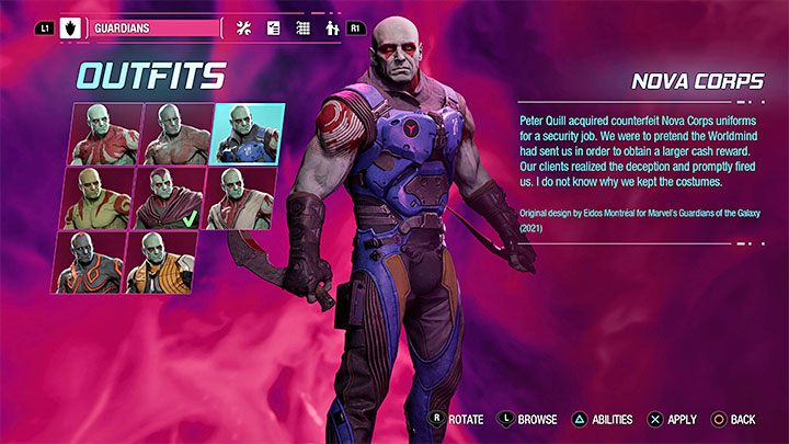 This outfit can be found as a secret in Chapter 5 - Guardians of the Galaxy: Drax - outfits - Costumes - Guardians of the Galaxy Guide
