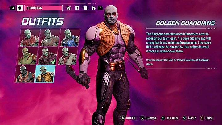 You will get this outfit automatically as you progress through the game - Guardians of the Galaxy: Drax - outfits - Costumes - Guardians of the Galaxy Guide