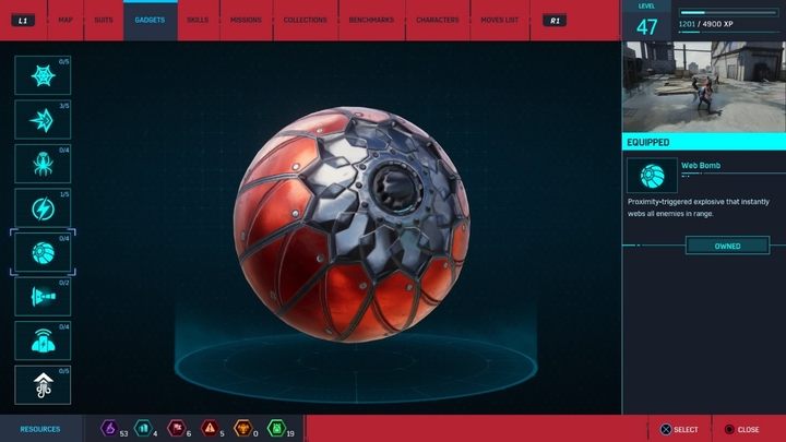 Gadget description: A proximity mine that instantly constrains all within the range - Marvels Spider-Man: Gadgets description - Suits and Gadgets - Spider-Man Game Guide