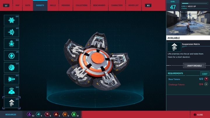 Gadget description: Elevates enemies and keeps them in the air for a while - Marvels Spider-Man: Gadgets description - Suits and Gadgets - Spider-Man Game Guide