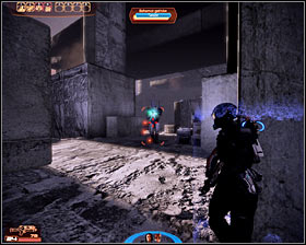 Youll encounter geth recon drones for the first time in this new area of the map and you should allow your followers to start destroying them - Mass Effect 2: Dossier: Tali - walkthrough - Main quests - Mass Effect 2 Guide & Walkthrough