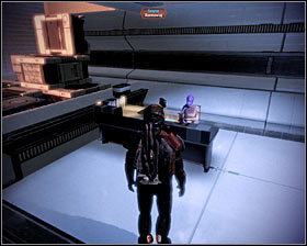 During your conversation with Liara you must ask her if she knows where to find Thane (the assassin) and youll find out that youre going to have to talk about that to Seryna - Mass Effect 2: Dossier: The Assassin - walkthrough - Main quests - Mass Effect 2 Guide & Walkthrough