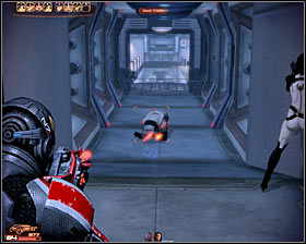 After youve secured the bridge IMMEDIATELY turn around and start shooting at FENRIS mechs heading your way (first screenshot) - Mass Effect 2: MSV Strontium Mule - N7 walkthrough - N7 quests - Mass Effect 2 Guide & Walkthrough