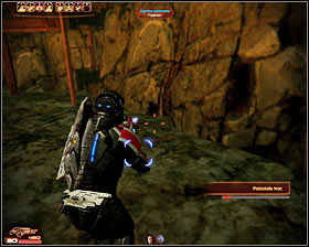 You must now keep following the mech and the machine will use its guns to clear a path to the next area of the canyon - Mass Effect 2: Mining the Canyon - N7 walkthrough - N7 quests - Mass Effect 2 Guide & Walkthrough