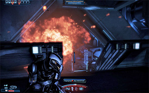 The primary objective of this part of the mission is to reach a ladder and in order to do that you must remain on the upper balconies - Mass Effect 3: Priority, Geth Dreadnought - walkthrough - Main Missions - Mass Effect 3 Guide